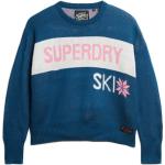 Indigofarbene Superdry Stehkragen Damensweatshirts aus Wolle Größe M für den für den Herbst 
