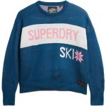 Indigofarbene Superdry Stehkragen Damensweatshirts aus Wolle Größe L für den für den Herbst 