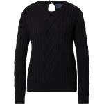 Schwarze Unifarbene Langärmelige Superdry Kaschmir-Pullover für Damen Größe XS 