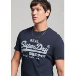 Reduzierte Marineblaue Kurzärmelige Superdry Rundhals-Ausschnitt T-Shirts aus Baumwolle für Herren Größe L 