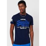 Mitternachtsblaue Unifarbene Kurzärmelige Superdry Rundhals-Ausschnitt T-Shirts aus Jersey für Herren Größe M 