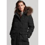 Schwarze Gesteppte Casual Superdry Damensteppmäntel & Damenpuffercoats mit Reißverschluss aus Polyester mit Kapuze Größe L für den für den Winter 