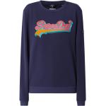 Marineblaue Superdry Damensweatshirts aus Baumwollmischung Größe L 