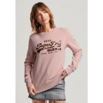 Pinke Vintage Langärmelige Superdry Rundhals-Ausschnitt Damensweatshirts aus Baumwolle Größe XS für den für den Herbst 