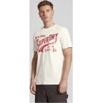 Offwhitefarbene Melierte Superdry T-Shirts aus Baumwolle für Herren Größe XXL 