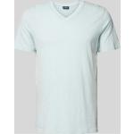 Hellblaue Superdry V-Ausschnitt T-Shirts aus Baumwolle für Herren Größe L 
