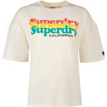 Weiße Gestreifte Vintage Superdry T-Shirts für Damen Größe M 