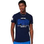 Blaue Vintage Kurzärmelige Superdry Rundhals-Ausschnitt T-Shirts für Herren 