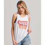 Weiße Vintage Superdry T-Shirts für Damen Größe XS 