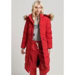 Rote Vintage Superdry Everest Kapuzenmäntel aus Polyester mit Kapuze für Damen Größe M für den für den Winter 