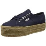 Reduzierte Blaue SUPERGA Low Sneaker mit Schnürsenkel aus Canvas für Damen Größe 36 für den für den Sommer 