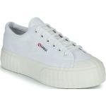 Weiße Gestreifte SUPERGA Low Sneaker aus Canvas für Damen Größe 37 mit Absatzhöhe 3cm bis 5cm 