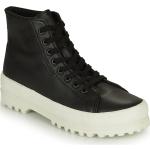 Schwarze SUPERGA High Top Sneaker & Sneaker Boots aus Leder für Damen Größe 35 mit Absatzhöhe 5cm bis 7cm 