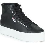 Reduzierte Schwarze SUPERGA High Top Sneaker & Sneaker Boots aus Leder für Damen Größe 38 mit Absatzhöhe 3cm bis 5cm 