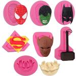 Pinke Batman Pralinenformen & Schokoladenformen aus Silikon 7-teilig 