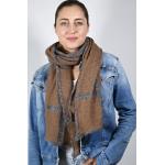 Braune Nachhaltige Ringelschals aus Wolle für Damen für den für den Herbst 