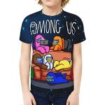SUSSURRO Kinder Among Us 3D-Shirt Impostor Shirt Lustiges Spiel Among Us Shirts Doppelt Gedruckt Kurzarm Preppy Style Tops(6_Years Sofa Schwarz)