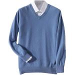Reduzierte Blaue Rundhals-Ausschnitt Kaschmir-Pullover aus Jersey für Herren Größe 3 XL für Partys für den für den Herbst 