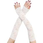 Weiße Elegante Fingerlose Handschuhe & Halbfinger-Handschuhe aus Spitze für Damen Einheitsgröße für den für den Sommer 