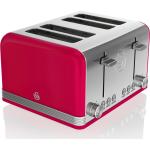 Rote Retro Swan Toaster mit 4 Scheiben 