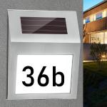 Weiße Solar Hausnummern mit Weltallmotiv aus Edelstahl 