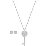 Swarovski Damen-Schmuckset Halskette + Ohrringe Schmuck-Set rhodiniert Kristall weiß - 5345158