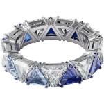 Swarovski Fingerring »Ortyx Cocktail Ring, Kristalle im Triangle Schliff«, mit ® Kristall, blau, metallfarben-kristallweiß-blau