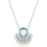 Reduzierte Hellblaue Elegante Swarovski Kettenanhänger mit Meer-Motiv glänzend aus Kristall für Damen 