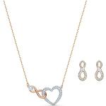 Swarovski Infinity Heart Set, Elegante Halskette und Ohrringe im Metallmix mit Funkelndem Kristallpavé und Swarovski Kristallen