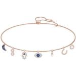 Blaue Swarovski Ketten mit Anhänger aus Kristall mit Echte Perle für Damen 
