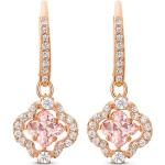 Reduzierte Pinke Elegante Swarovski Ohrhänger vergoldet aus Kristall für Damen zum Valentinstag 