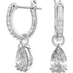 Silberne Swarovski Diamant Ohrringe aus Kristall mit Echte Perle graviert für Damen 