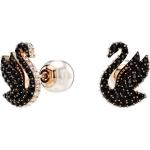 Schwarze Elegante Swarovski Damenohrstecker mit Weihnachts-Motiv aus Kristall mit Echte Perle zum Valentinstag 