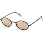 Reduzierte Graue Swarovski Runde Sonnenbrillen polarisiert für Damen 
