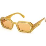 Reduzierte Gelbe Swarovski Rechteckige Verspiegelte Sonnenbrillen für Damen 