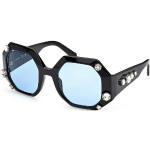 Reduzierte Schwarze Swarovski Verspiegelte Sonnenbrillen für Damen 