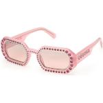 Pinke Swarovski Rechteckige Verspiegelte Sonnenbrillen aus Kunststoff für Damen 