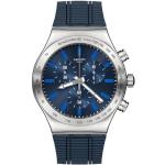 Blaue Swatch Herrenarmbanduhren aus Silikon mit Chronograph-Zifferblatt mit Silikonarmband 