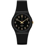 Schwarze Swatch Kunststoffarmbanduhren mit Kunststoff-Uhrenglas für Herren 
