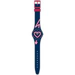 Blaue 3 Bar wasserdichte Swatch Quarz Damenarmbanduhren aus Silikon mit Analog-Zifferblatt mit Kunststoff-Uhrenglas mit Kunststoffarmband 