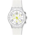 Weiße Swatch Damenarmbanduhren mit Chronograph-Zifferblatt 