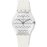 Weiße 3 Bar wasserdichte Swatch Quarz Damenarmbanduhren aus Silikon mit Digital-Zifferblatt mit Kunststoff-Uhrenglas mit Silikonarmband 