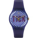 Violette 3 Bar wasserdichte Swatch Quarz Damenarmbanduhren aus Silikon mit Digital-Zifferblatt mit Kunststoff-Uhrenglas mit Silikonarmband 