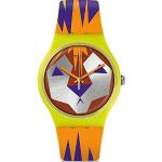 Gelbe 3 Bar wasserdichte Swatch Quarz Damenarmbanduhren aus Silikon mit Digital-Zifferblatt mit Kunststoff-Uhrenglas mit Silikonarmband 