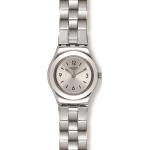 Schweizer Swatch Runde Damenarmbanduhren poliert aus Edelstahl mit Mineralglas-Uhrenglas mit Edelstahlarmband 