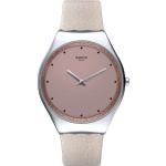 Swatch Skin Runde Armbanduhren aus Rindsleder mit Plexiglas-Uhrenglas mit Lederarmband 