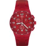 Rote Schweizer Runde Herrenarmbanduhren aus Acrylglas mit Chronograph-Zifferblatt mit Kunststoff-Uhrenglas mit Silikonarmband 