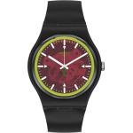 Swatch Runde Armbanduhren aus Silikon mit Analog-Zifferblatt mit Kunststoff-Uhrenglas mit Silikonarmband 