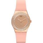 Pinke Swatch Runde Armbanduhren aus Silikon mit Mineralglas-Uhrenglas mit Silikonarmband 