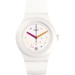 Schweizer Swatch Runde Automatik Kunststoffarmbanduhren mit Kunststoff-Uhrenglas mit Silikonarmband für Damen 
